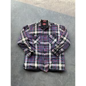 Vintage 80s Coleman Quilted Plaid‎ Flannel Shirt Mens L Shacket Insulated Winter